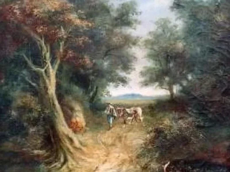 1867-Hermann Friling - Paesaggio con pastore e cane